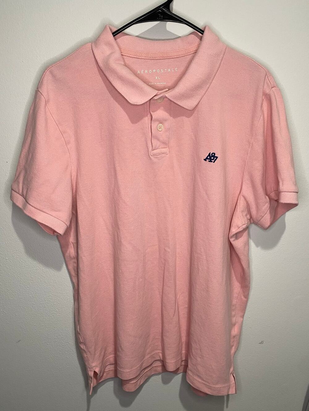 Aeropostale Polo Shirt Men’s XL Pink Cotton Classic Preppy A87 Logo GUC
